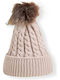 Pom Pom Beanie Männer Beanie mit Strickmuster in Beige Farbe