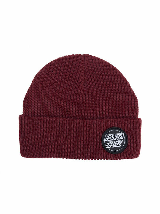 Santa Cruz Outline Dot Beanie Ανδρικός Σκούφος Πλεκτός σε Μπορντό χρώμα