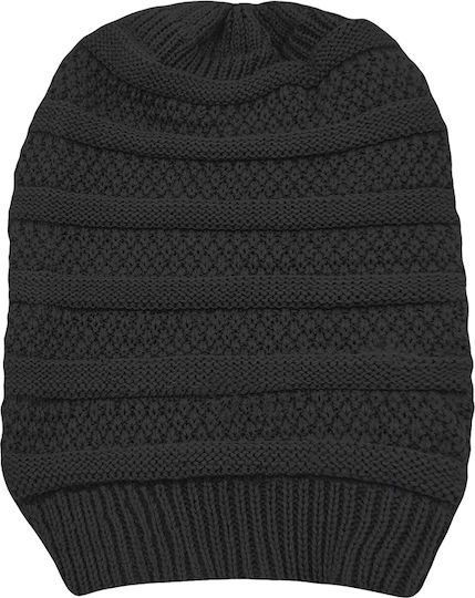 Beanie Unisex Σκούφος Πλεκτός σε Μαύρο χρώμα