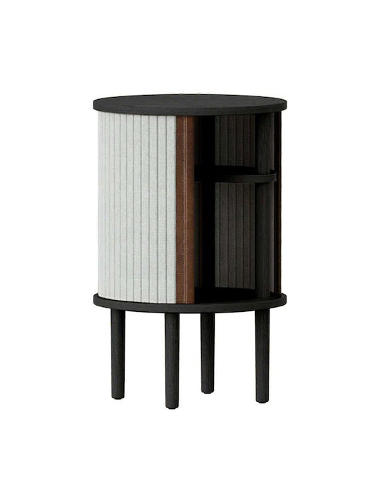 Round Wooden Side Table Black Oak-Light Grey L38xW38xH59.3cm