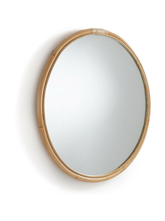 La Redoute Interieurs Wandspiegel mit Braun Rattan Rahmen Durchmesser 90cm 1Stück