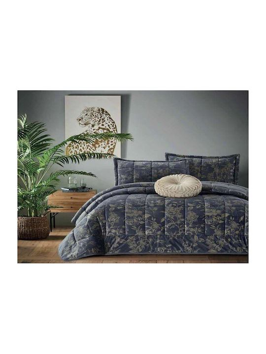 Super King Quilt 220x240cm Gold Elegant Blue