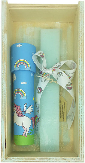 Easter Candle Flat Handmade Blue