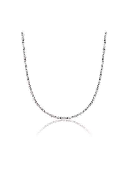 Melitea Gioielli Tennis Necklace Γυναικεία Ασημένια Αλυσίδα Λαιμού Μήκους 40cm