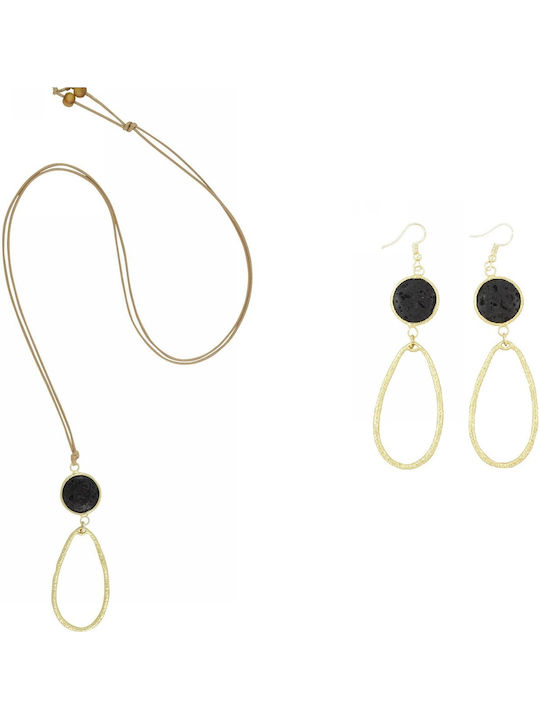 Tatu Moyo Set with Necklace & Earrings from Gold with Stones