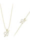 Exis Jewellery Set mit Halskette & Armband aus Silber Vergoldet mit Steinen