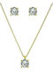 Exis Jewellery European Crystals Σετ με Κολιέ & Σκουλαρίκια από Ασήμι Επιχρυσωμένο με Πέτρες