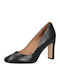 Leder Pumps mit Chunky hohem Absatz Schwarz