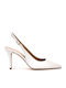 Leather Pointed Toe White Heels