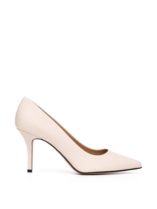 Philippe Lang Leather Pointed Toe White Heels