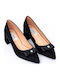 Anatomic Leather Pointed Toe Black Medium Heels