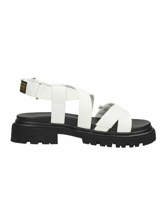 G-Star Raw Platform Women's Sandals with Ankle Strap White