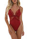 Clare Damen-Bodysuit mit Spitze Rot