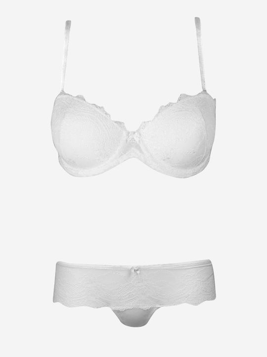 Norddiva Lace Underwear Set with Bra & Brazil W...