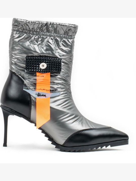 Timeloard Leather Women's Ankle Boots Silver