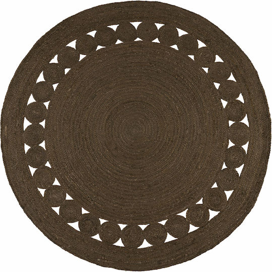 Mumbai Irc13 Handmade Rug Round Summer from Jute Brown