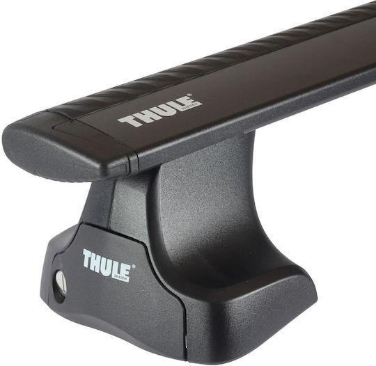 Thule Μπάρες Οροφής Αλουμινίου Wing Bar 118εκ. Universal (Σετ με πόδια και κλειδαριά) Μαύρες