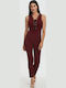 Women's Sleeveless One-piece Suit Burgundy