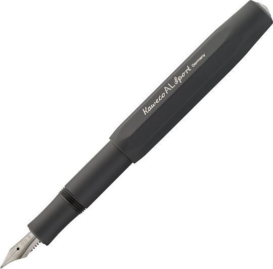Kaweco Al Sport Füllfederhalter Extra Breit Schwarz aus Aluminium mit schwarzer Tintenfarbe