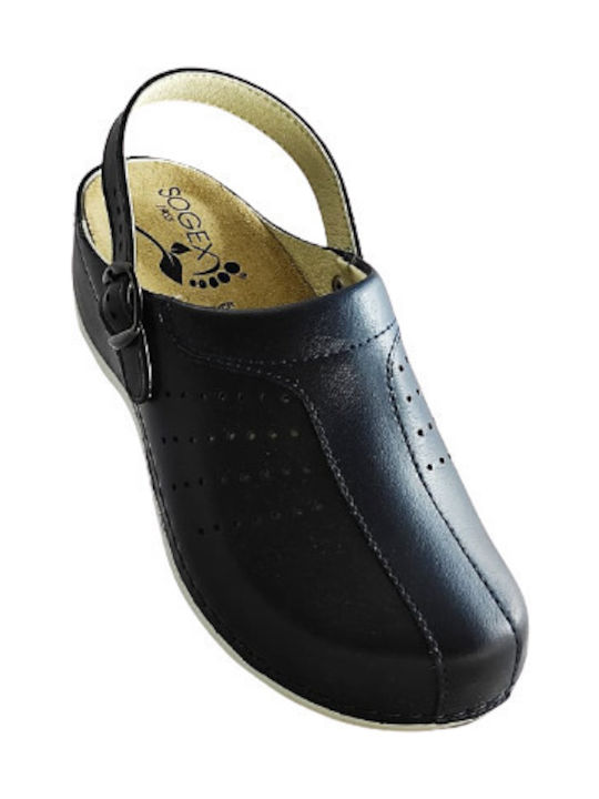 Leather Anatomic Clogs Blue