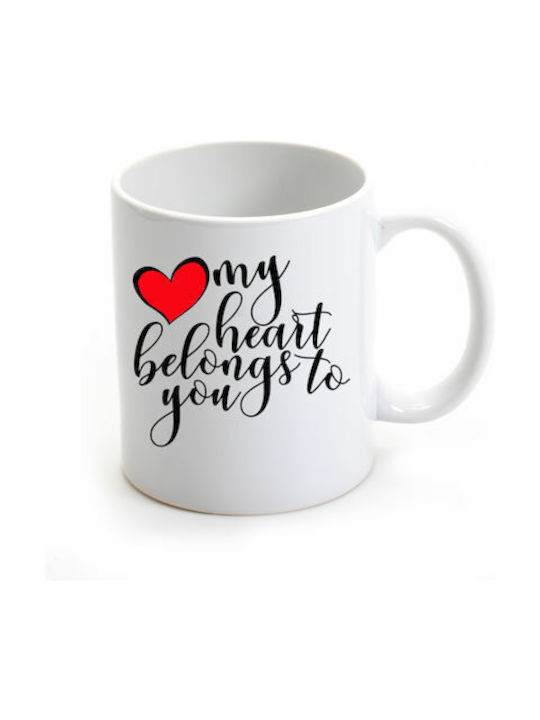 My Heart Helongs To You Becher Keramik Weiß 325ml