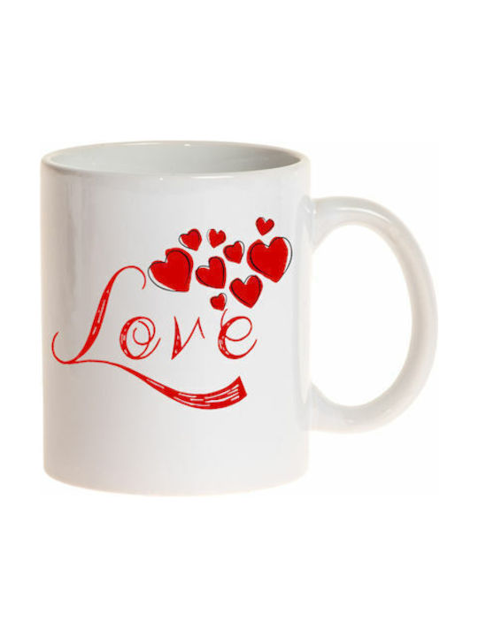 Love Cană Ceramică Albă 325ml 1buc