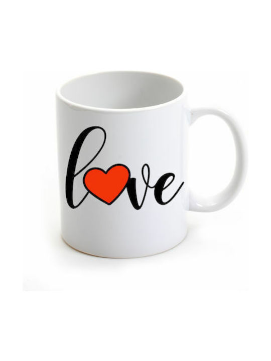 Love Cană Ceramică Albă 325ml 1buc