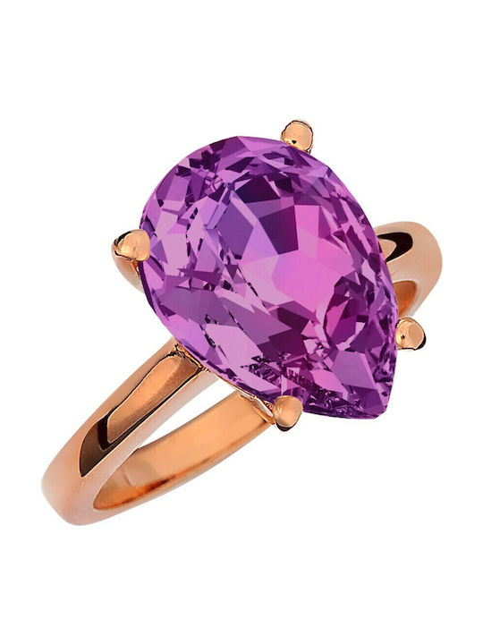 Verorama Single Stone from Rose Gold Plated Silver