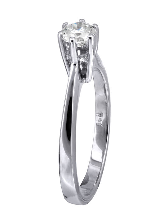 Einzelner Steine Ring Aus Weißgold 18K Einzelner Steine Ring Aus Weißgold 18K