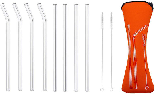 Straws Glass with Brush 8pcs