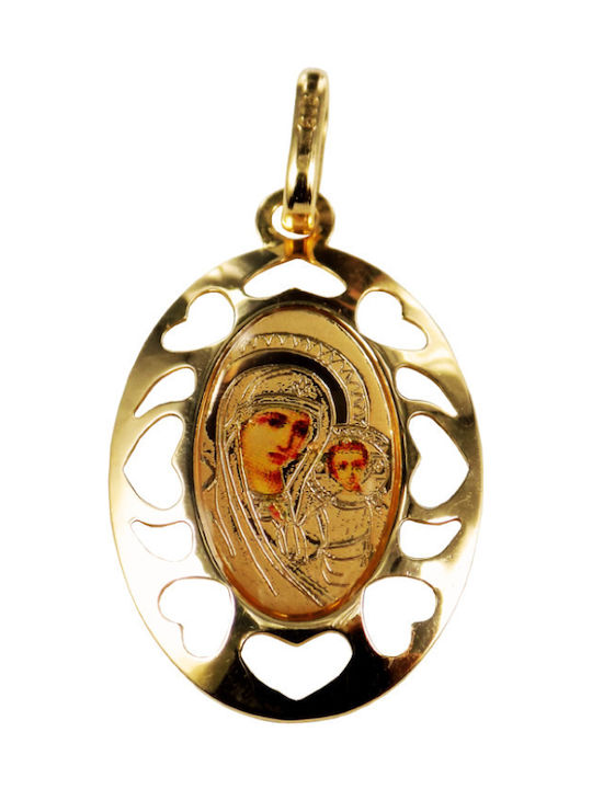 Roloi Kaliamanis Pendant Kids Talisman with the Virgin Mary made of Gold 14K PM1084