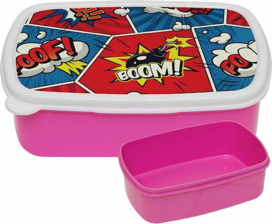 Koupakoupa Plastic Lunch Box Comic Boom Pink 18x13cm
