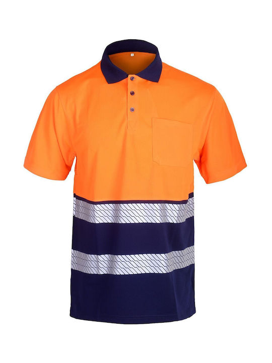 Stenso Glow Hv Work Polo Shirt Orange with Reflective Tapes