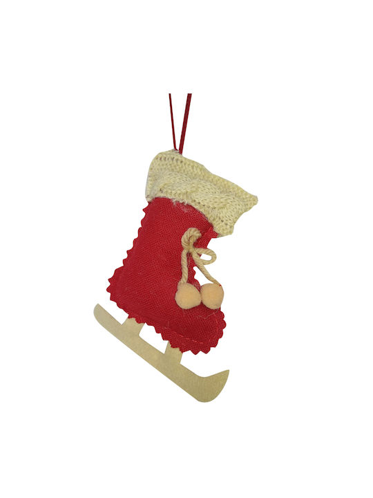 Christmas Fabric Ice Skate Ornament Red