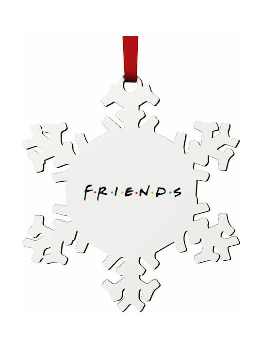 Friends Hanging Snowflake Ornament Wooden White