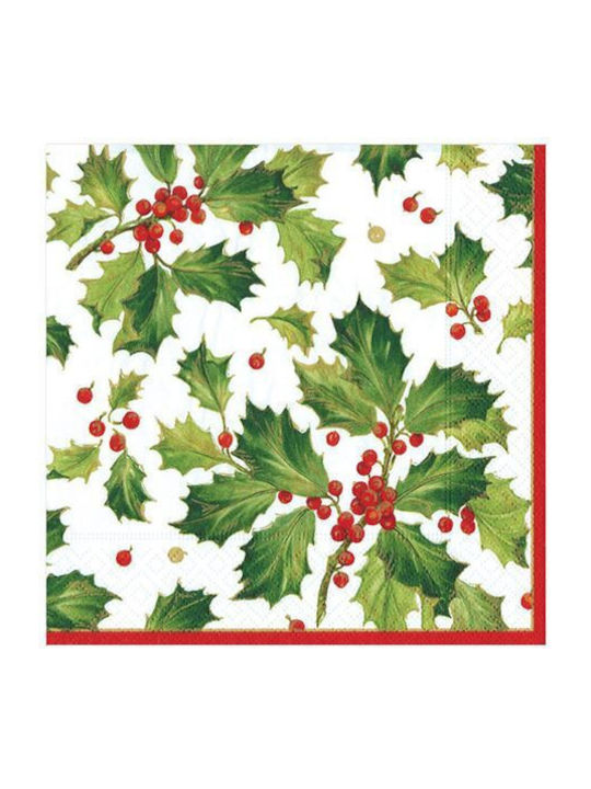 Caspari Set of Christmas Napkins Disposable L20xW20cm. 20pcs