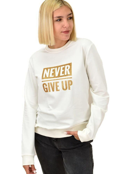 Potre Never Give Up Дамски Суитшърт White