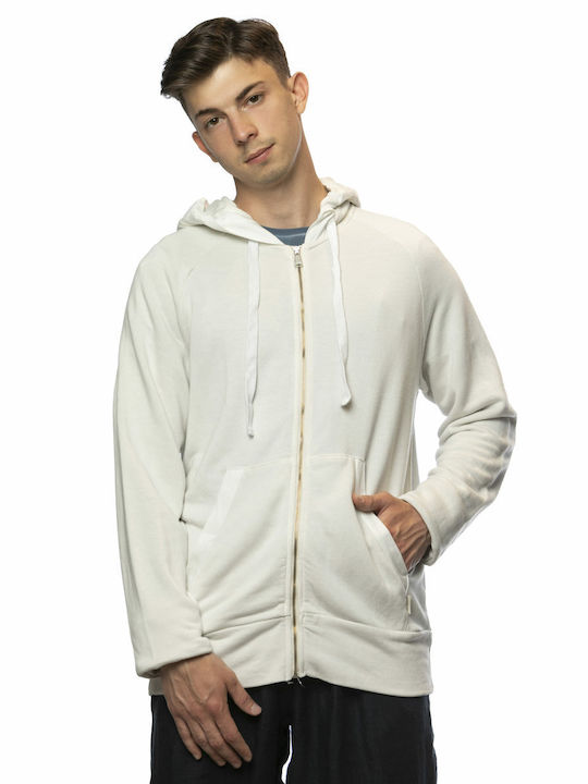 Crossley Men's Sweatshirt Jacket with Hood and Pockets Beige