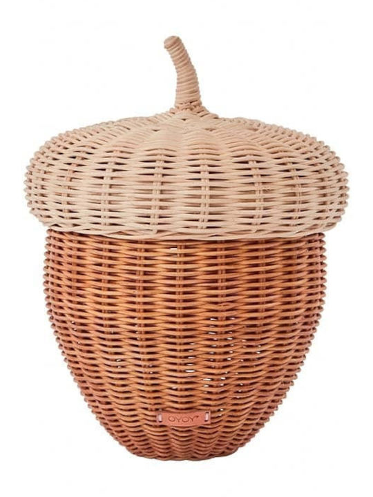 Dekorativer Korb Rattan mit Deckel Braun 34x34x37cm OYOY