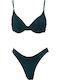 InShoes Underwire Bikini Set Bra & Slip Bottom Blue