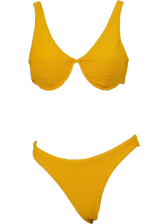 InShoes Underwire Bikini Set Bra & Slip Bottom Yellow