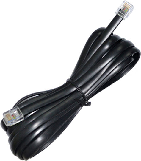 KAL Electronics Flat Telephone Cable RJ11 6P4C 5m Black (SM134-BLACK-5M)