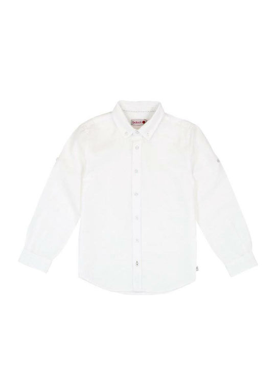 Boboli Kids Shirt White Linen Shirt Long Sleeves