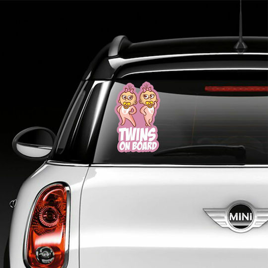 Caravelshop Σήμα Baby on Board με Αυτοκόλλητο Ροζ