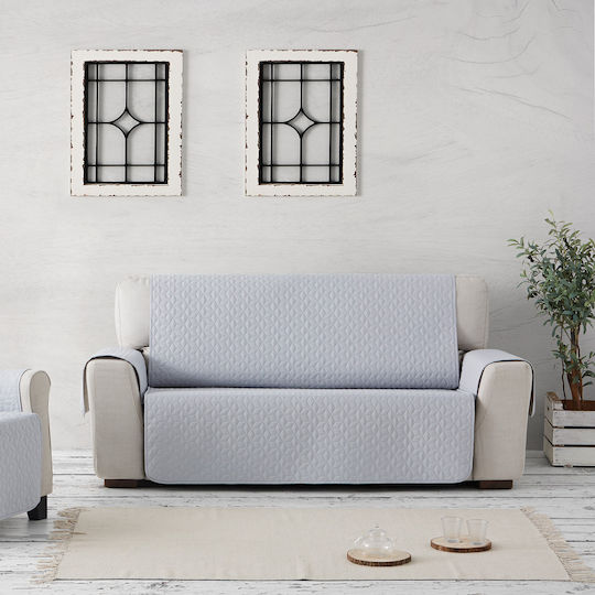 Aithrio Quilt Geo Αδιάβροχο Ελαστικό Κάλυμμα Τριθέσιου Καναπέ Γκρι
