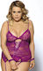 Plus Plus Size Sexy Κορμάκι με Δαντέλα Μωβ