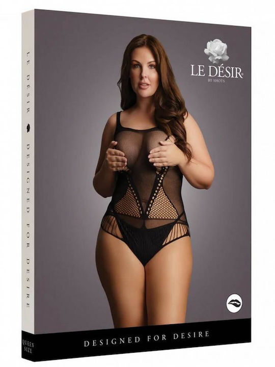 Le Désir Plus Size Sexy Bodysuit Gittermuster Schwarz