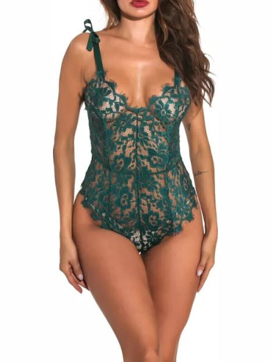 La Lolita Amsterdam Sexy Bodysuit with Transparency Green