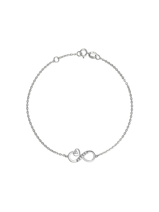 Ioannis Κόσμημα Kids White Gold Chain Bracelet 14K with Stone for Girl