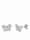 Kids Earrings Studs Butterflies from White Gold 14K